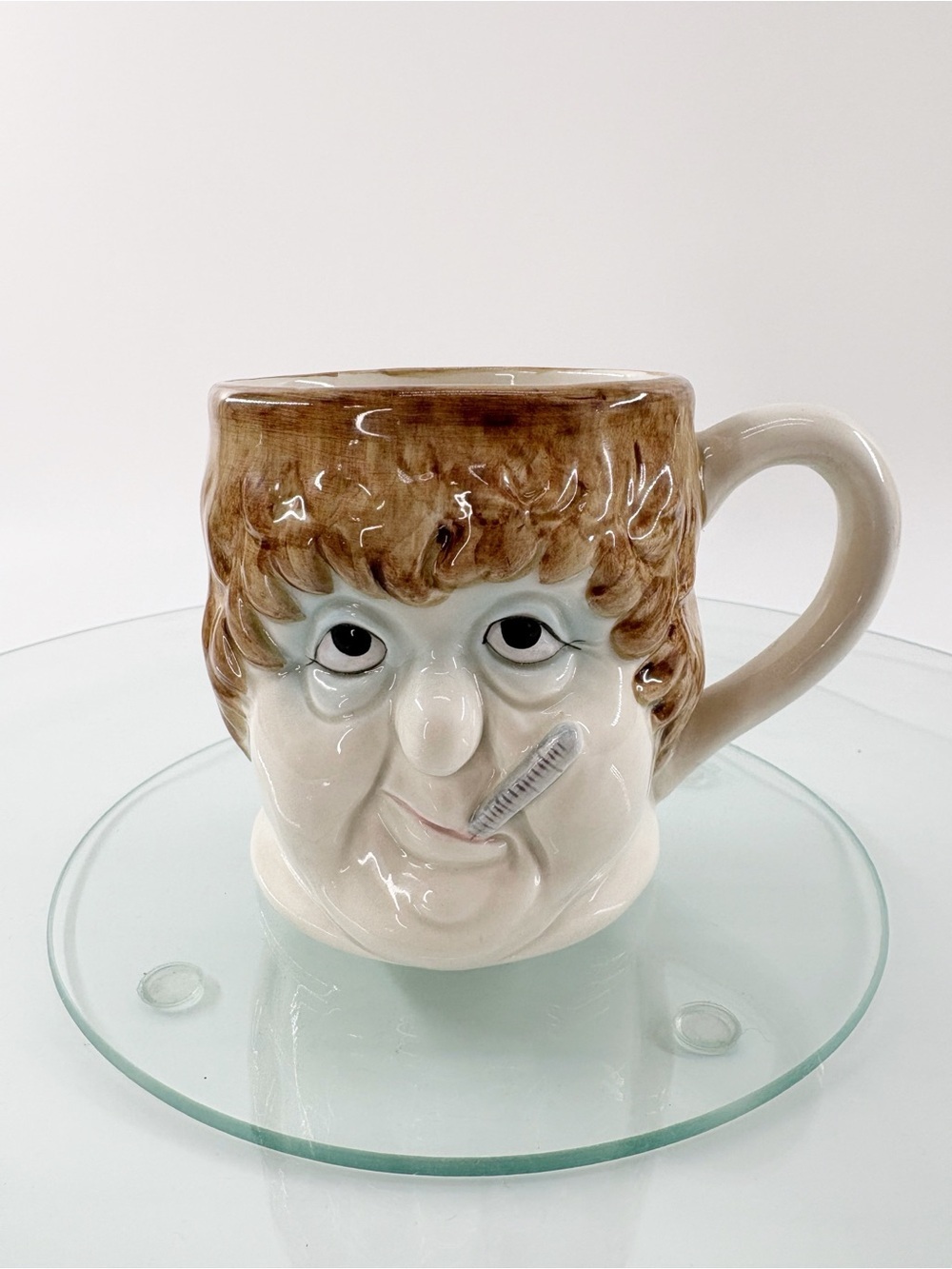 Vintage Fitz & Floyd Omnibus Sick Face Character Mug Thermometer Novelty Cup